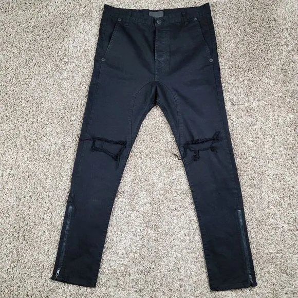 Daniel Patrick Knee Burnout Men's Skinny Ripped Size 31 Moto Street Metal Jeans
