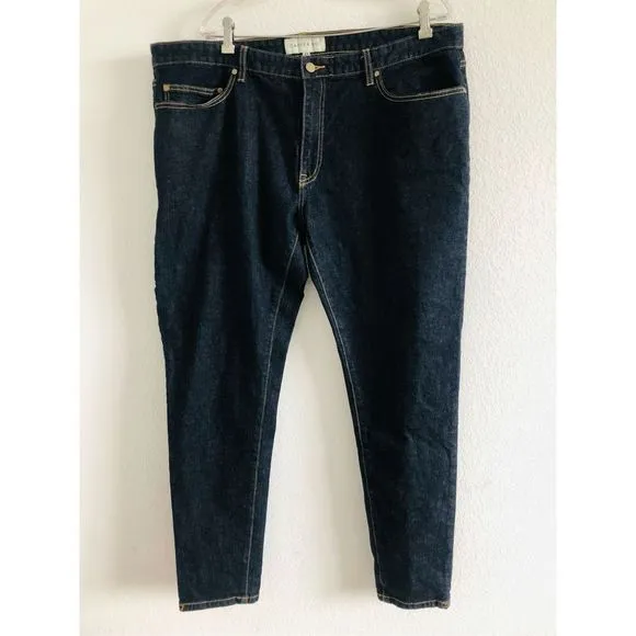 Dapper Boi Slim Fit Straight Leg men’s blue Jeans Stretch Dark Wash Size 42 Slim
