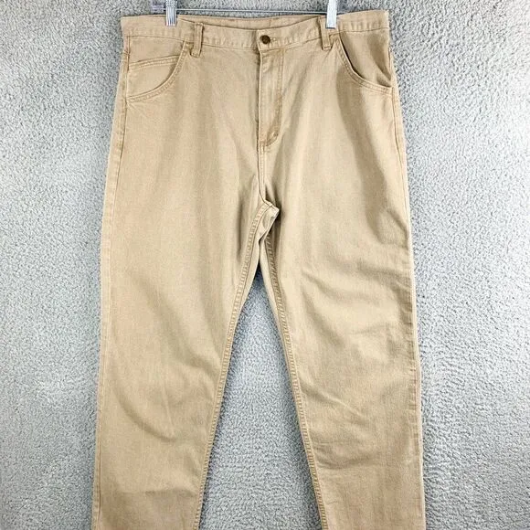 Dearborn Denim Jeans Mens 38 Tan Casual Outdoor Camping Hiking Measure 37x31