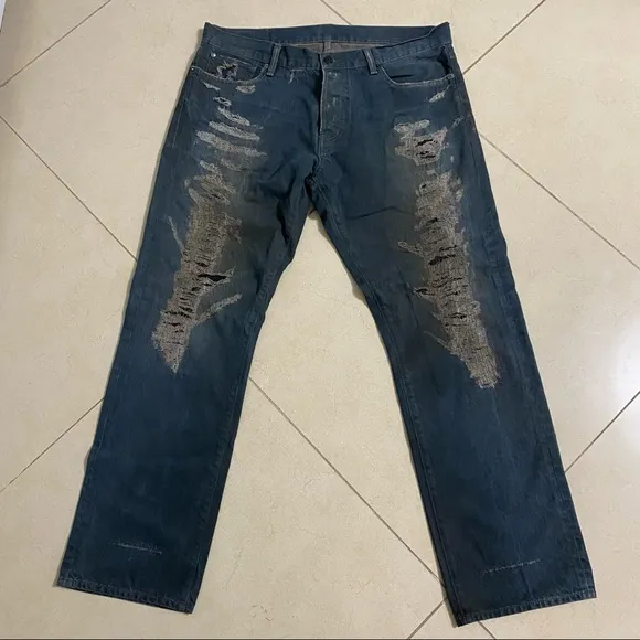Denim & Supply Ralph Lauren Tapered Straight Jeans 34x30 (36x30) Blue DISTRESSED