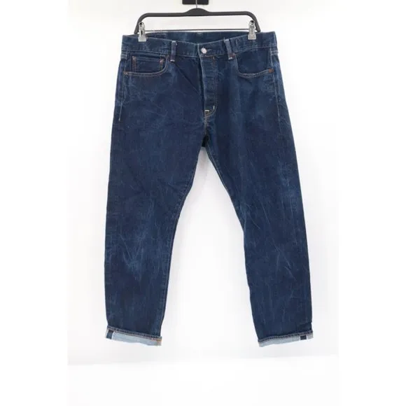 denim supply ralph lauren mens 36 slim fit selvedge jeans dark wash flag logo