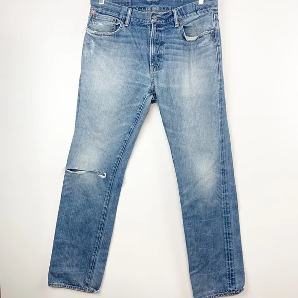 Ralph Lauren Denim Supply Straight Leg Jeans Mens Size 34  Distressed/Destroyed