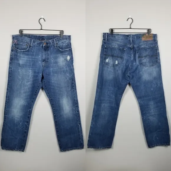 Denim & Supply Ralph Lauren Blue Distressed Denim Slouch Jeans Size 36x30