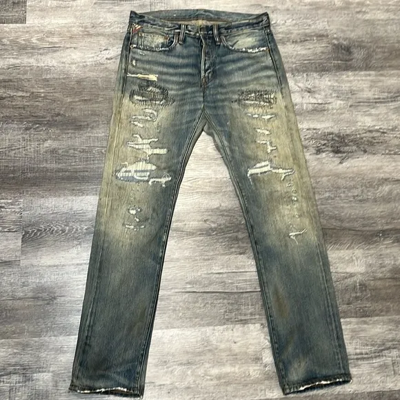Ralph Lauren Denim & Supply patchwork distressed slim distressed jeans 31/34