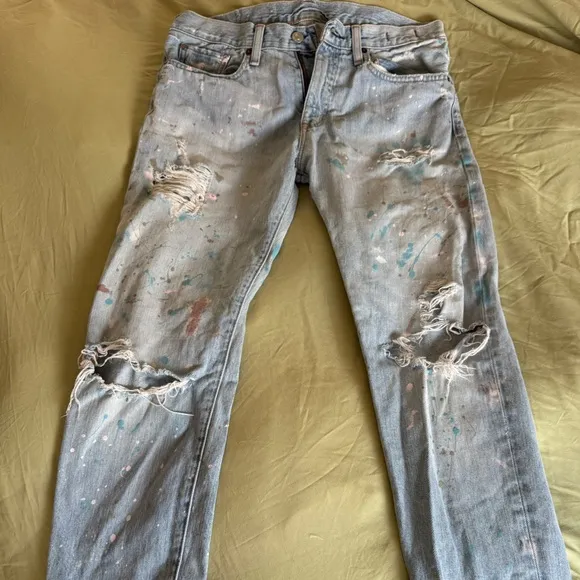 Stylish Distressed Light Blue Jeans