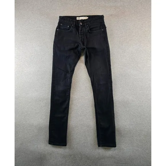 Deus Ex Machina Lander Slim Fit Men's 29x34 Raw Black Denim Motorcycles Punk