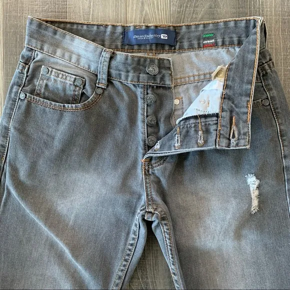 28x33 Diesel Reyhan Slim Straight Button Fly Jeans 
100% cotton Distressed Grey