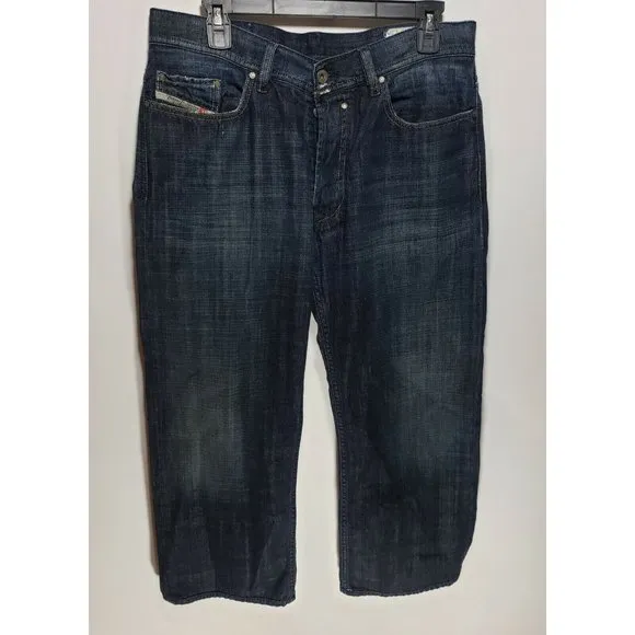 Mens Diesel Quratt Relaxed Straight Leg Blue 008FI Button Fly Jeans Size 33x26