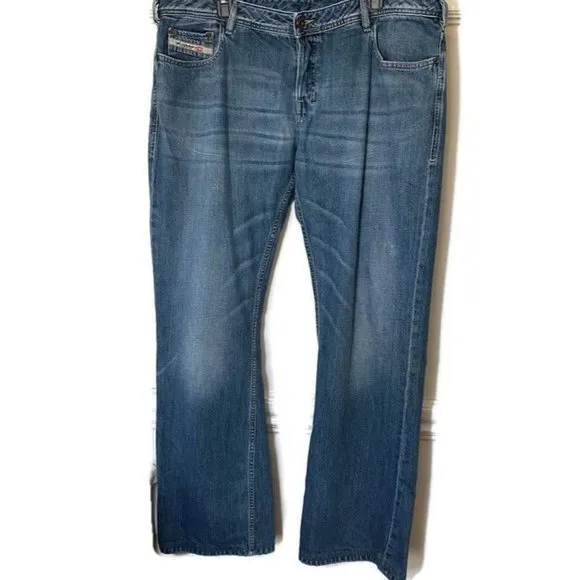 DIESEL Industry Mens Zathan Wash 00832 Bootcut Jeans Size 40x34 Blue Y2K VINTAGE