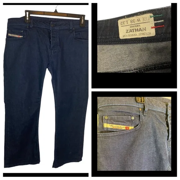 Diesel Industry Zathan Jeans Retro Dark Wash Straight Leg Bootcut 36X32