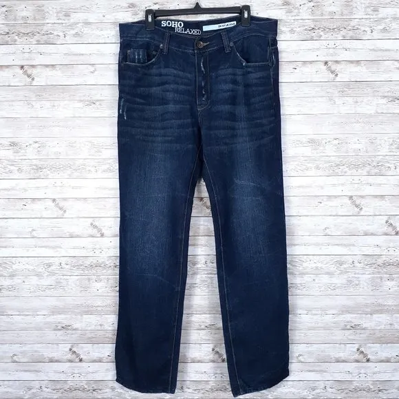 DKNY Mens Jeans 36x32 Soho Relaxed Blue 72A