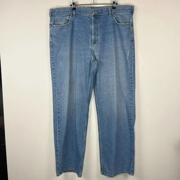 DKNY Men's Relaxed Light Denim Jeans Lightly Distressed Size 42x32