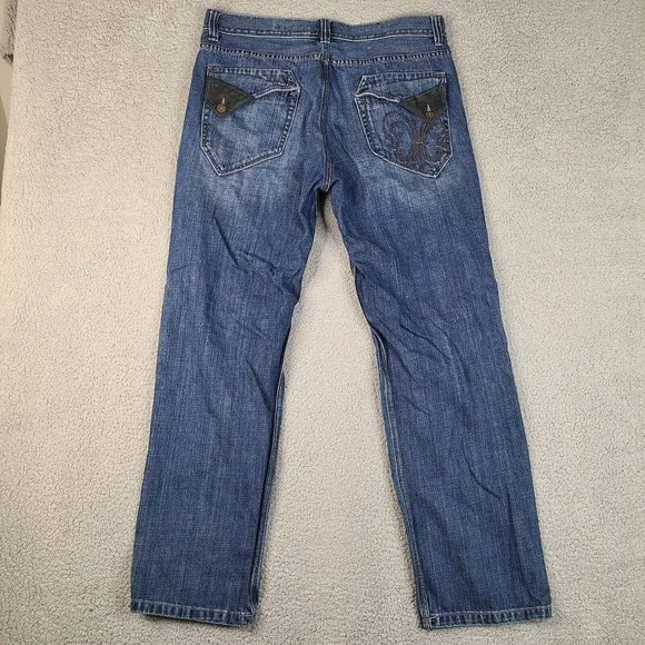 DKNY Jeans Men's 37x31.5 Blue Straight Leg Regular Fit Cotton Denim