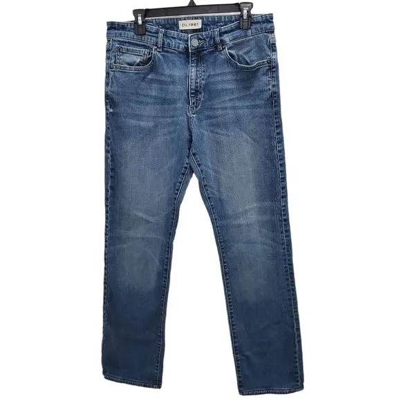 DL1961 Men's Classic Straight Distressed Denim Jeans in Olympic Size 34x34