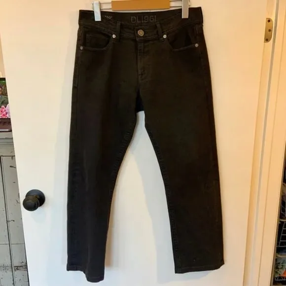 DL1961 Vince Straight Leg Black Jeans Dark Denim Men's