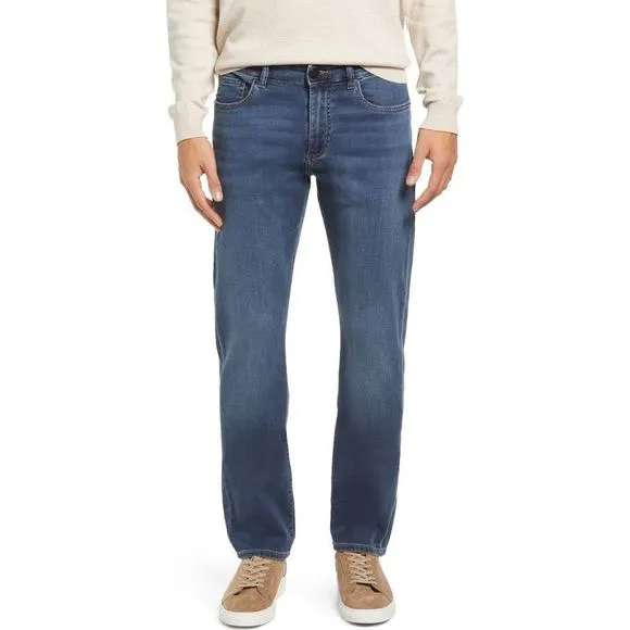 DL 1961 Russell Slim Straight Leg Jeans in Woodhall, Bleached, Distressed Sz 35