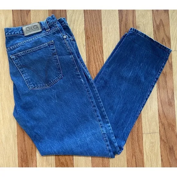 VINTAGE Y2K MENS DOLCE GABBANA D&G STRAIGHT LEG BLUE DENIM JEANS BUTTON FLY 40