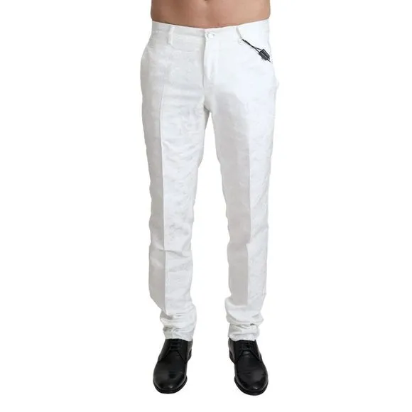 Dolce & Gabbana White Brocade Jaquard Dress Trouser Men's Pants
          
      NWT