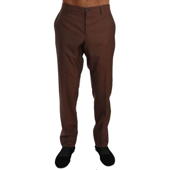 Dolce & Gabbana Brown Wool Silk Formal Trousers Men's Pants
          
      NWT