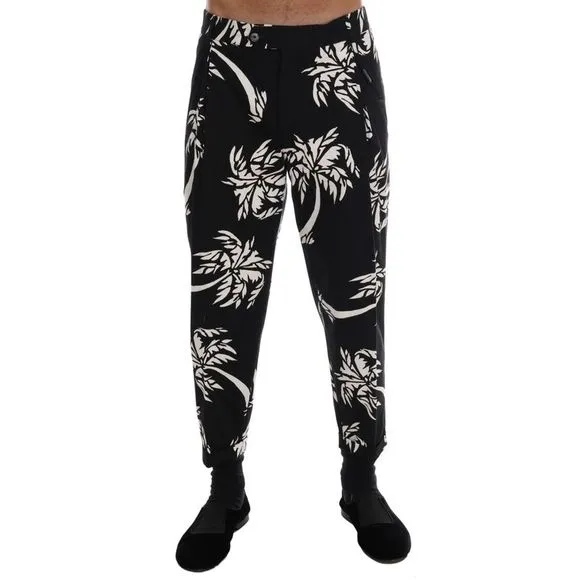 Dolce & Gabbana Black Tree Cotton Stretch Men's Pants
          
      NWT
