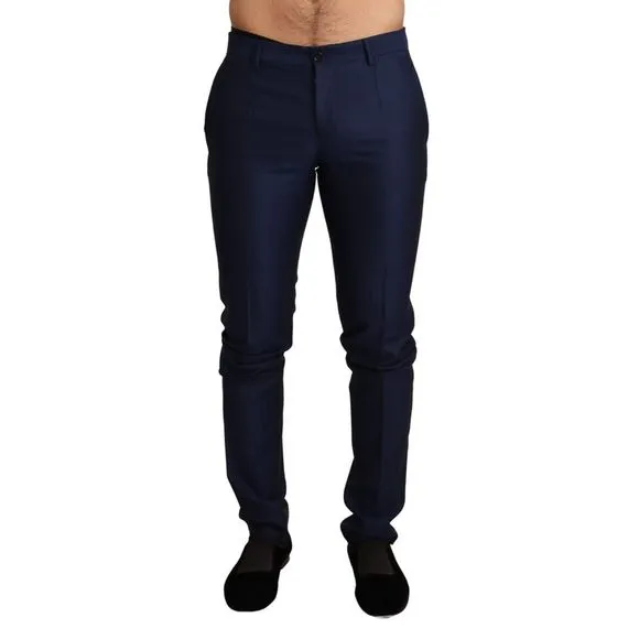 Dolce & Gabbana Navy Blue Wool Dress Formal Slim Trouser Men's Pants
          
      NWT