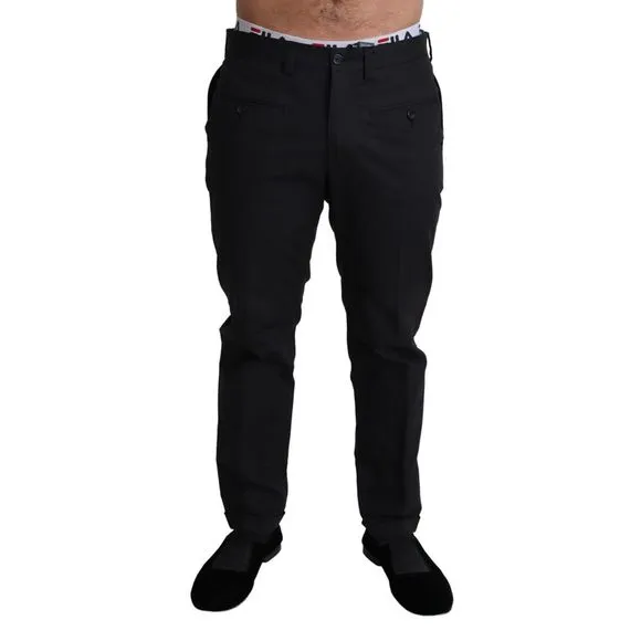 Dolce & Gabbana Black Cotton Stretch Dress Formal Trouser Men's Pants
          
      NWT