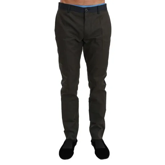 Dolce & Gabbana Blue Gray Stripes Trouser Cotton Men's Pants
          
      NWT