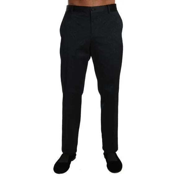 Dolce & Gabbana Black Cotton Brocade Formal Trousers Men's Pants
          
      NWT