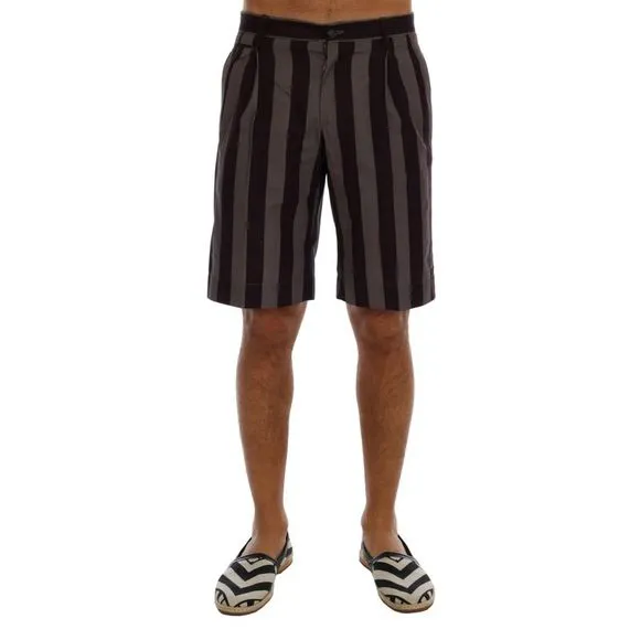 Dolce & Gabbana Gray Purple Striped Cotton Men's Shorts
          
      NWT