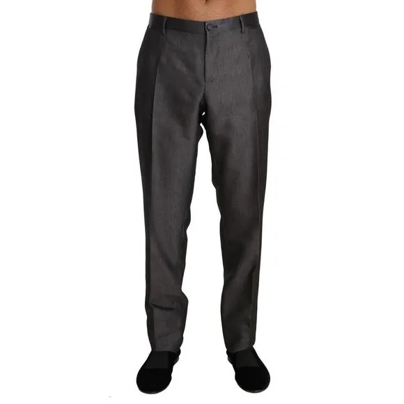 Dolce & Gabbana Gray Wool Silk Patterned Formal Men's Trousers
          
      NWT