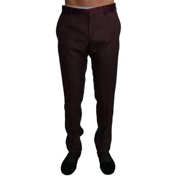 Dolce & Gabbana Bordeaux Wool Pattern Stripe Trousers Men's Pants
          
      NWT