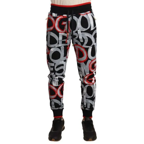 Dolce & Gabbana Black Joggers Cotton Graffiti Print Men's Pants
          
      NWT