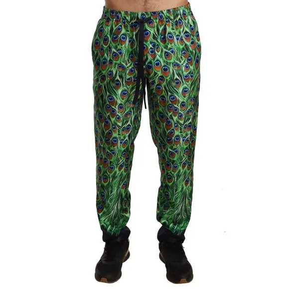 Dolce & Gabbana Green Peacock Print Skinny Trouser Men's Pants
          
      NWT