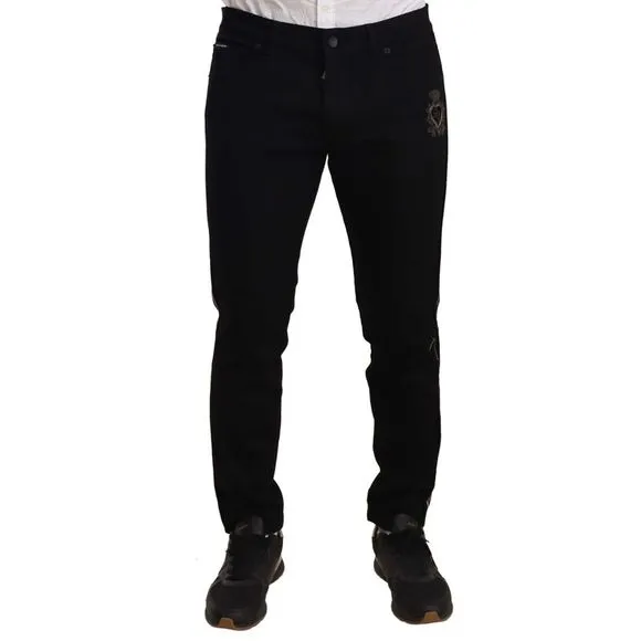 Dolce & Gabbana Black Skinny Fit Denim Side Band Jeans Men's Pant
          
      NWT