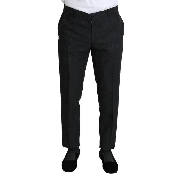 Dolce & Gabbana Black Floral Brocade Slim Trouser Men's Pants
          
      NWT