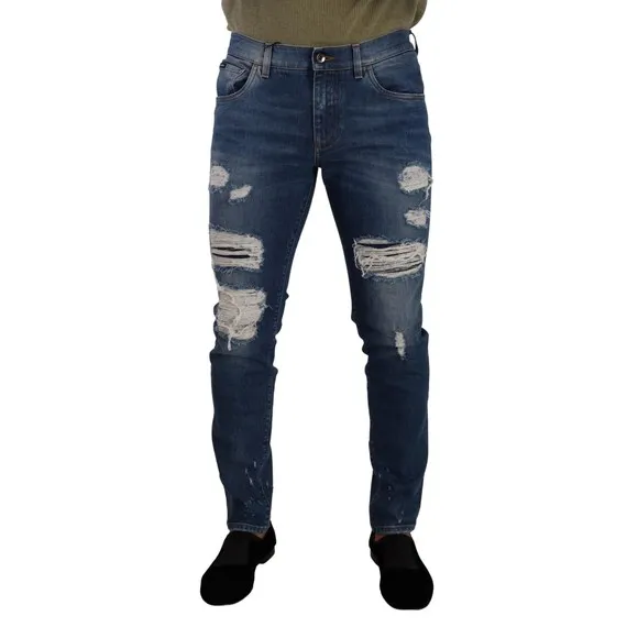 Dolce & Gabbana Men's Blue Wash Stretch Slim Fit Denim Jeans, Size M, MSRP $1116
          
      NWT
