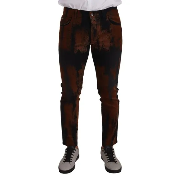 Dolce & Gabbana Men's Black Brown Tie Dye Cotton Skinny Denim Jeans, Size M
          
      NWT