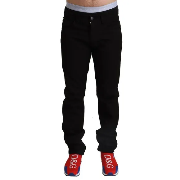 Dolce & Gabbana Black Cotton Straight Men Jeans STAFF Pants, IT44 | XS
          
      NWT