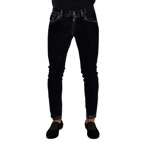 Dolce & Gabbana Men's Black Cotton Stretch Skinny Slim Fit Jeans, Size IT48 | M
          
      NWT