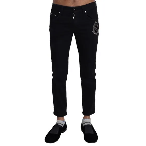 Dolce & Gabbana Black Heraldic Embroidery Skinny Denim Jeans
          
      NWT
