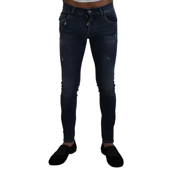 Dolce & Gabbana Blue Cotton Skinny Low Waist Denim Jeans
          
      NWT