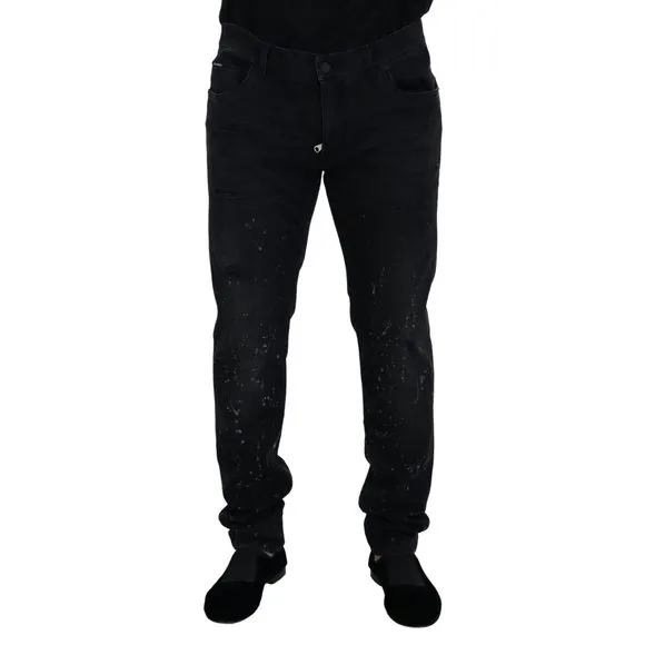 Dolce & Gabbana Black Washed Cotton Tattered Denim Jeans
          
      NWT