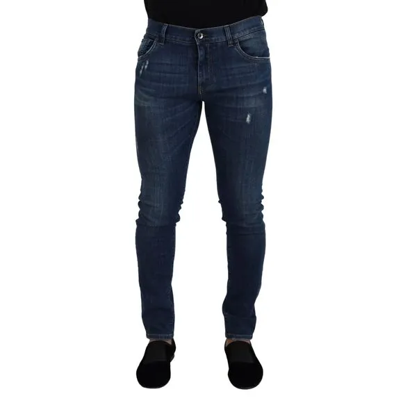 Dolce & Gabbana Blue Cotton Low Waist Skinny Denim Jeans
          
      NWT