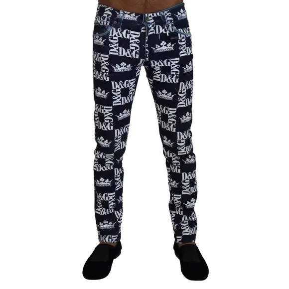 Dolce & Gabbana Blue Cotton DG Crown Skinny Denim Jeans
          
      NWT