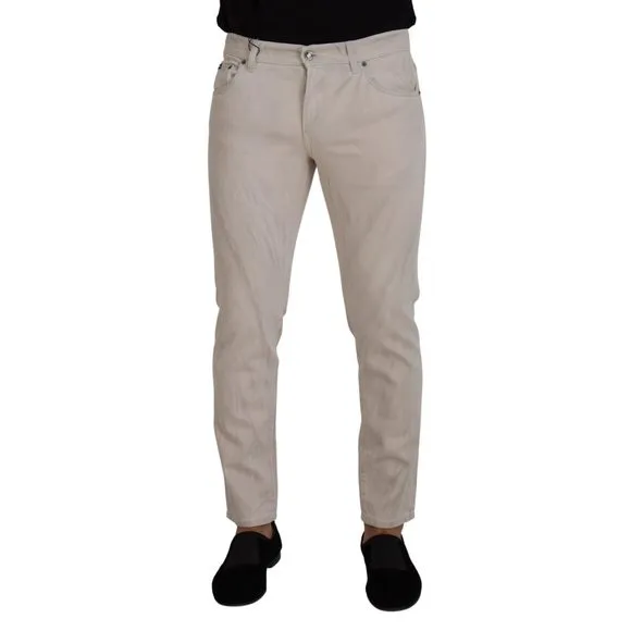 Dolce & Gabbana Off White Cotton Skinny Men Denim Jeans
          
      NWT