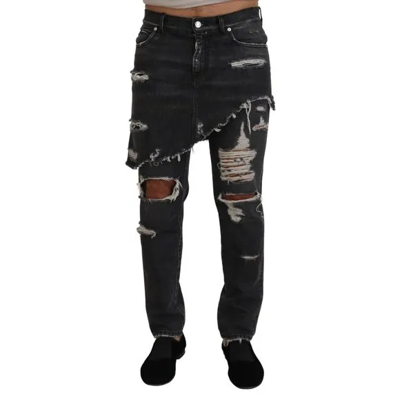 Dolce & Gabbana Gray Cotton Tattered Men Fashion Denim Jeans
          
      NWT