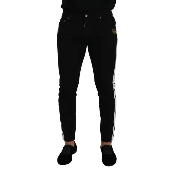Dolce & Gabbana Black Cotton Crown Patch Skinny Denim Jeans
          
      NWT