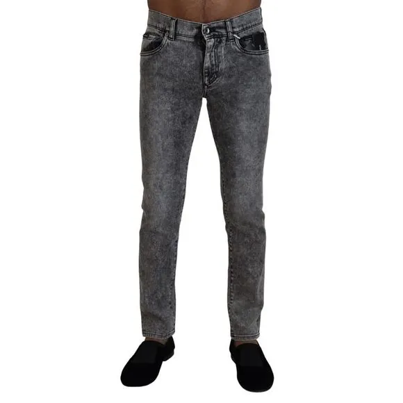 Dolce & Gabbana Gray Washed Cotton Low Waist Denim Men's Jeans
          
      NWT