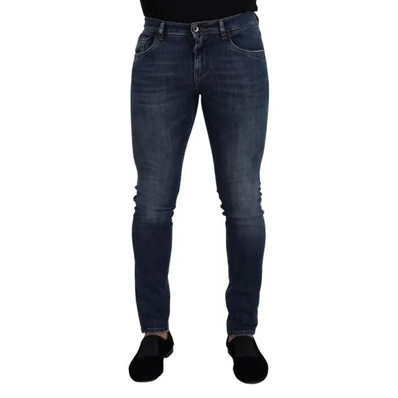 Dolce & Gabbana Blue Washed Cotton Low Waist Denim Men's Jeans
          
      NWT