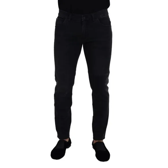 Dolce & Gabbana Black Cotton Patch Embroidery Denim Men's Jeans
          
      NWT